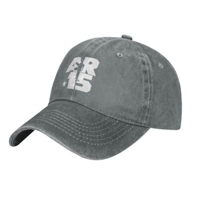Byoblu Ar-15 Denim Trucker Hat Baseball Cap for Men Or Women Cowboy Gray