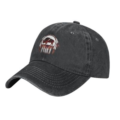 Buffalo Native American Denim Trucker Hat Baseball Cap for Men Or Women Cowboy Black