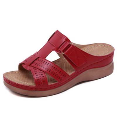 Generic Sandals Women Comfortable Cute Womens Orthotic Flips Flops Sandals Arch Support for Flat feet Orthopedic Slides Plantar Fasciitis Comfortable Walking Beach Shoes, 9.5, Red