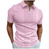 Ymosrh Golf Polo Shirts, Zip Up Short Sleeve Casual Stylish Collared Shirts T Men Shirt Black Collar Shirts Cotton Slim Fit Shirts for Mens Shirts Tshirt Big and Tall Shirts Polos (L, Pink) view 1