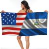 America Flag and Nicaragua Flag Beach Towel Microfiber Super Soft Beach Towels Quick Dry Towel for Swimmers Sand Proof Beach Towels for Women Men Girls Large Bath Towels 30x60inches view 1