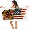 NineFit Basics Marylander American Flag Beach Towel Microfiber Super Soft Beach Towels Quick Dry Towel for Swimmers Sand Proof Beach Towels for Women Men Girls Large Bath Towels 30x60inches view 1