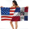 American Flag and Dominican Republic Flag Beach Towel Microfiber Super Soft Beach Towels Quick Dry Towel for Swimmers Sand Proof Beach Towels for Women Men Girls Large Bath Towels 30x60inches view 1