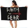 Christian Faith Over Fear Knit Beach Towel Microfiber Super Soft Beach Towels Quick Dry Towel for Swimmers Sand Proof Beach Towels for Women Men Girls Large Bath Towels 30x60inches view 1