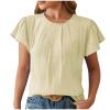Womens Crew Neck T Shirts Casual Puff Sleeve Loose Dressy Blouses Summer Tops Slim Fit Tunic Lightweight Tunic Tops Green view 1