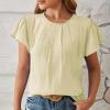 Womens Crew Neck T Shirts Casual Puff Sleeve Loose Dressy Blouses Summer Tops Slim Fit Tunic Lightweight Tunic Tops Green view 2