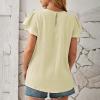 Womens Crew Neck T Shirts Casual Puff Sleeve Loose Dressy Blouses Summer Tops Slim Fit Tunic Lightweight Tunic Tops Green view 3
