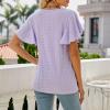 Women 2024 Summer V Neck Ruffle Short Sleeve Blouse Flowy Shirt Tunic Casual Dressy Work Cute Tops Fitted Lace Shirts Purple view 3