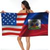 America Flag and Haiti Flag Beach Towel Microfiber Super Soft Beach Towels Quick Dry Towel for Swimmers Sand Proof Beach Towels for Women Men Girls Large Bath Towels 30x60inches view 1