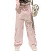 Bolknokin Girls Parachute Pants Y2K Cargo Baggy Joggers Track Pants Kids Trousers with Pockets Size 6-14(Pink-2,14-16) view 2