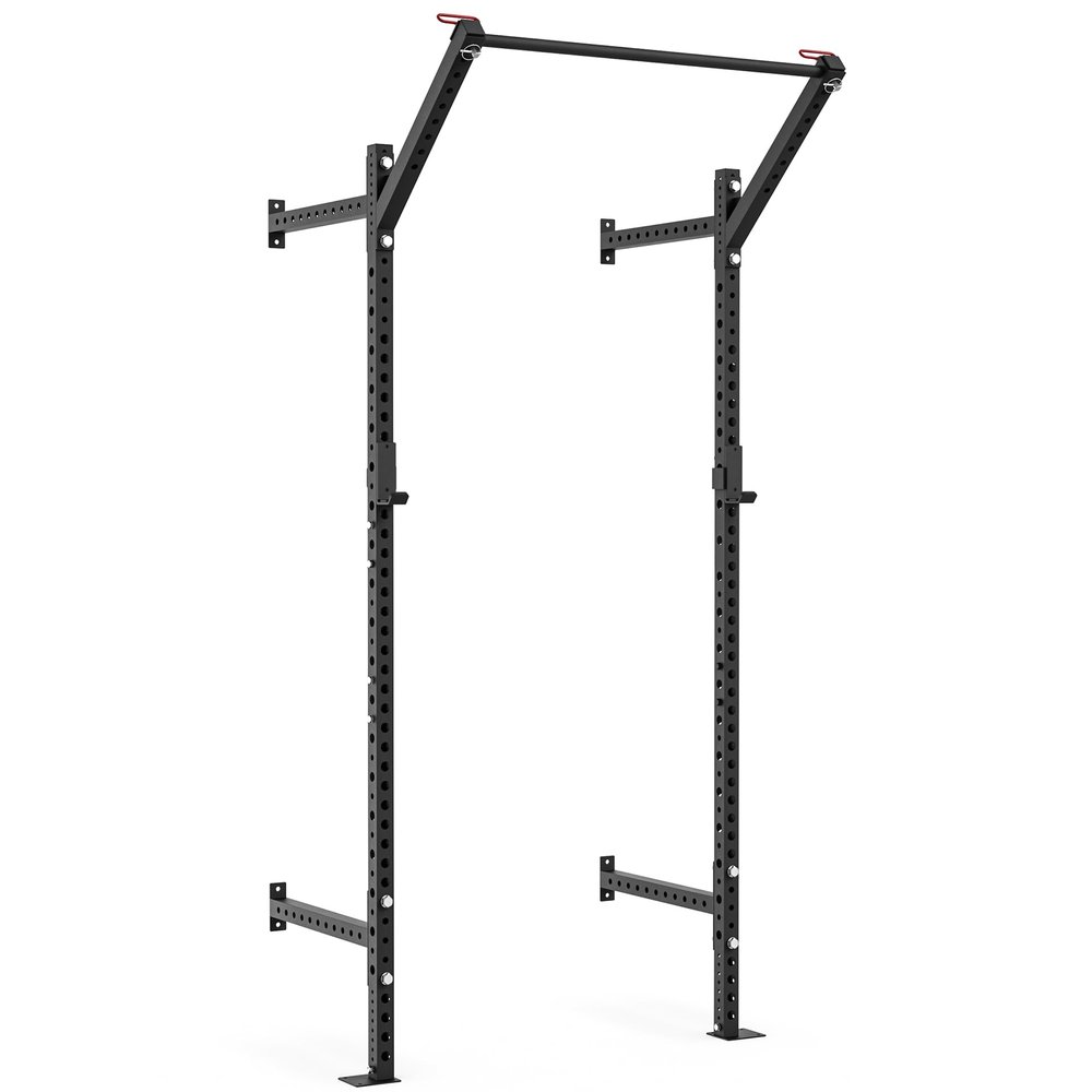 Synergee 2200 Series Wall Mounted 105" by 24 Tall Squat Rack with J-Cups & Adjustable Pull Up Bar. Exercise Stand with 750lb Capacity. Power Cage.