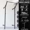 Synergee 2200 Series Wall Mounted 105" by 24 Tall Squat Rack with J-Cups & Adjustable Pull Up Bar. Exercise Stand with 750lb Capacity. Power Cage. view 2