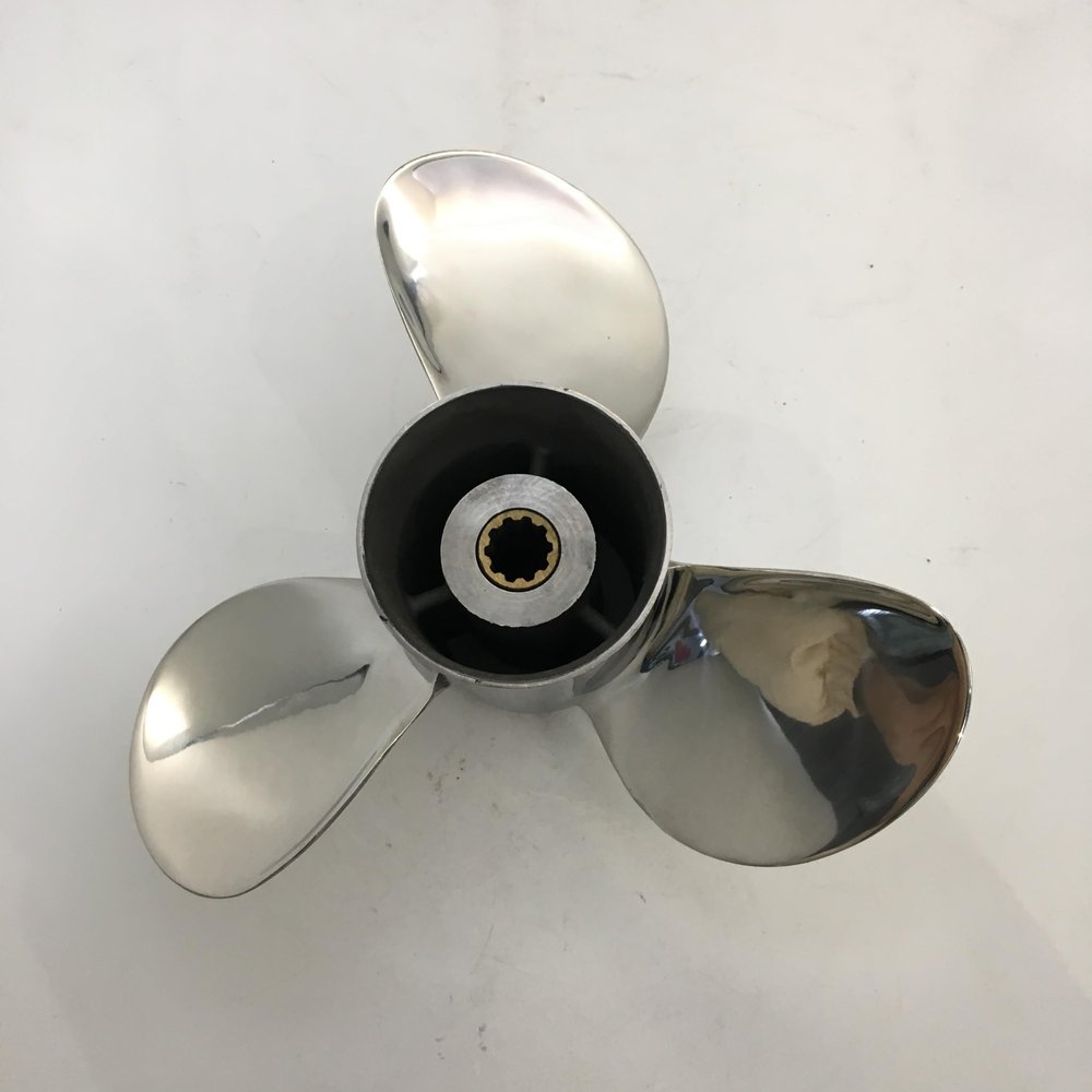 BARDOVEN 25-30HP 9.9X12 Stainless Steel Propeller 10 Tooth SS Prop Fit for TOHATSU Outboard Motor, FITTED, SILVER