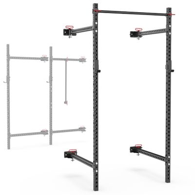 Synergee 2200 Series Folding 95" by 41 Squat Rack with J-Cups & Adjustable Pull Up Bar. Power Cage with 750lb Capacity. Power Cage.