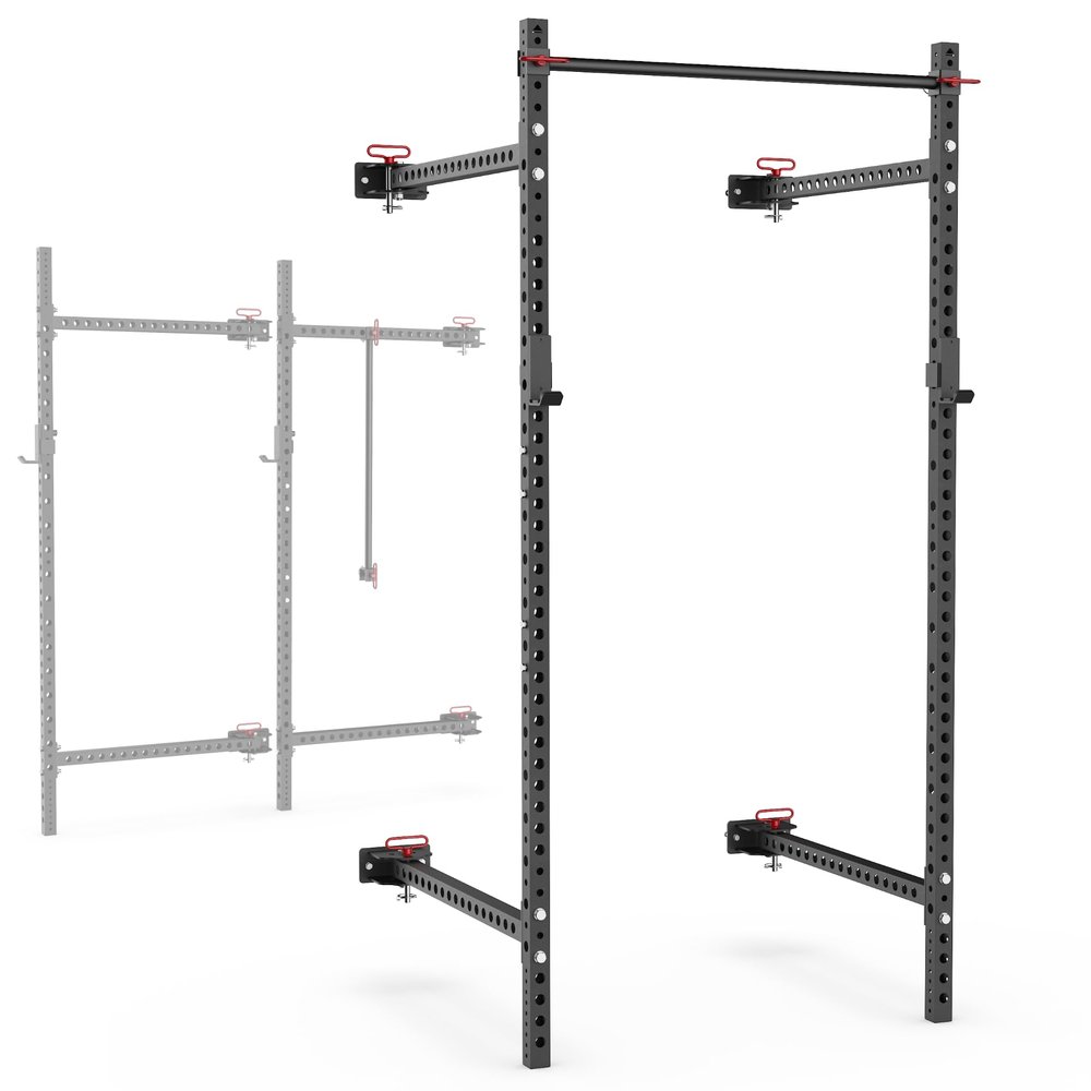 Synergee 2200 Series Folding 95" by 41 Squat Rack with J-Cups & Adjustable Pull Up Bar. Power Cage with 750lb Capacity. Power Cage.