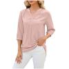 Long Sleeve Tunic Tops for Women V Neck Button Down Loose Fit Pullover Casual Dressy Blouse Tunics Fall Basic Tops Tee Pink view 1