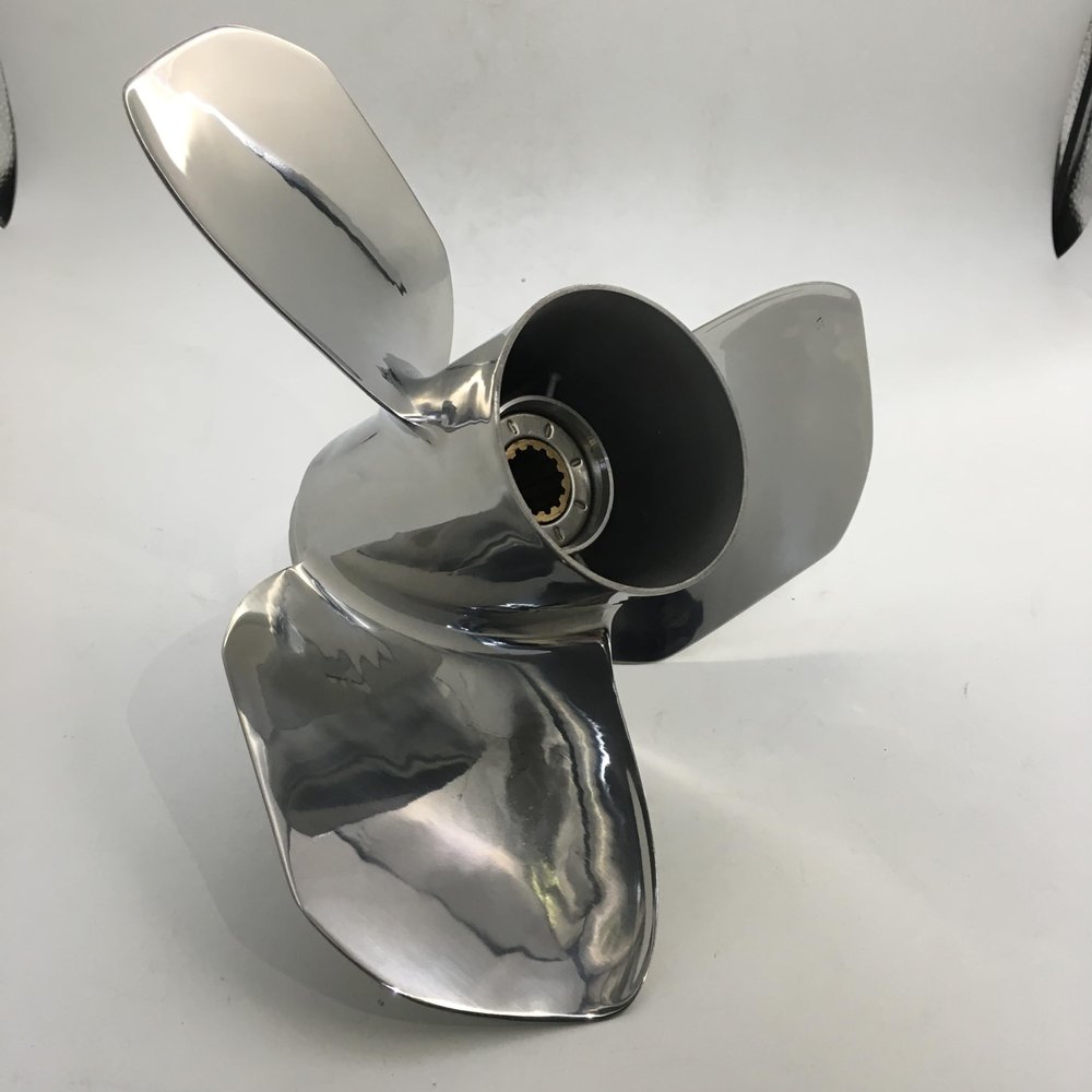 BARDOVEN Stainless Steel Propeller 13 Tooth 35-50HP 12X13 SS Prop for TOHATSU Outboard Engine, FITTED, SILVER