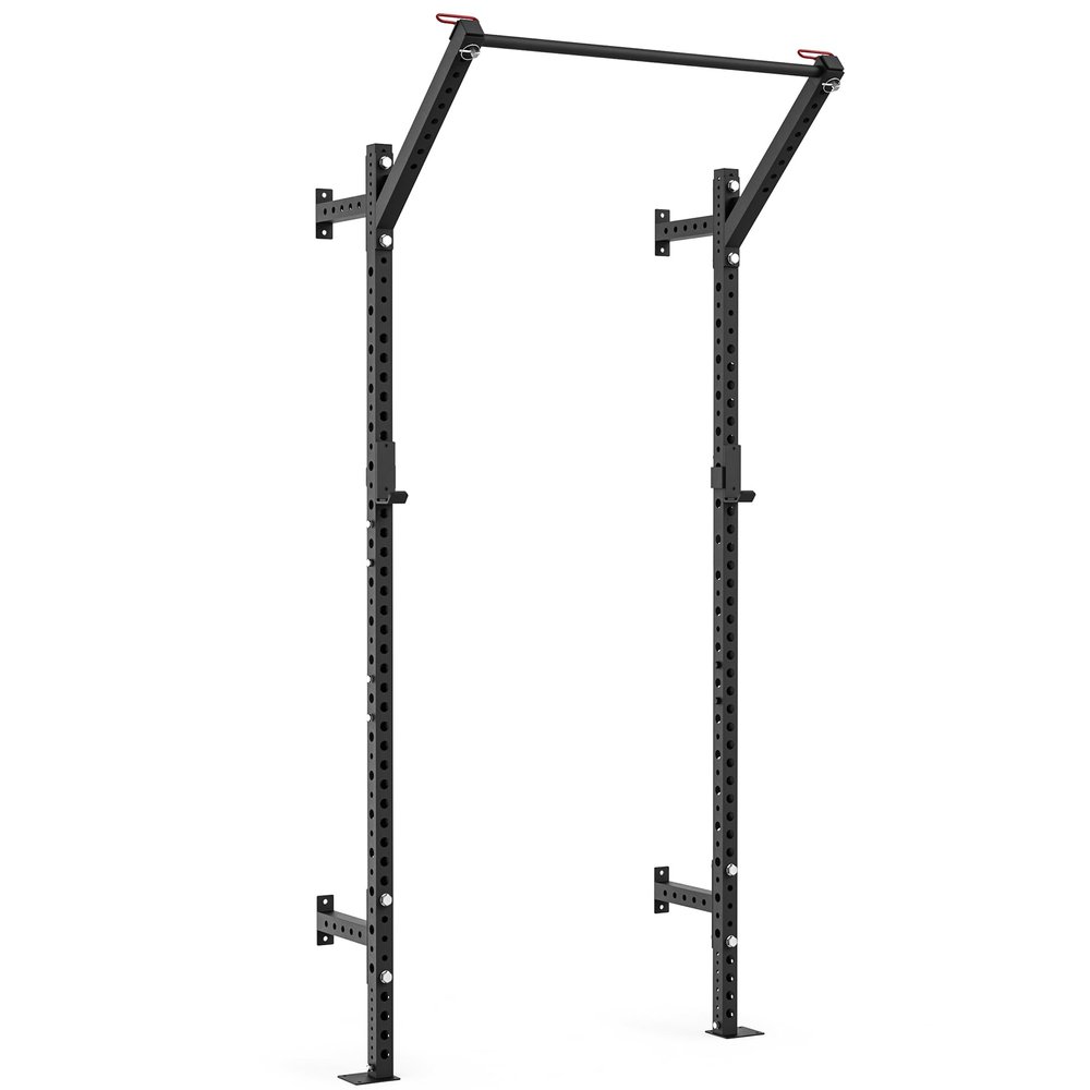 Synergee 2200 Series Wall Mounted 105" by 12 Tall Squat Rack with J-Cups & Adjustable Pull Up Bar. Exercise Stand with 750lb Capacity. Power Cage.