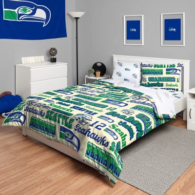 FOCO Seattle Seahawks NFL Retro Bed in a Bag Comforter Bedding 5 Piece Full Set