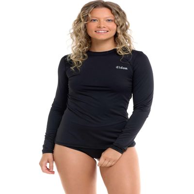 Women's Designer Swimwear Cozy Honey Long Sleeve Rashguard 50+ UV Protection Skin Gaurd - Black - L