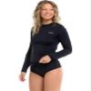Women's Designer Swimwear Cozy Honey Long Sleeve Rashguard 50+ UV Protection Skin Gaurd - Black - L view 2