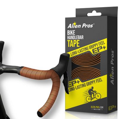 ALIEN PROS Bike Handlebar Tape Brown New Model EP+ (Set of 2) - Wrap Your Bike for an Awesome Comfortable Ride - Enhance Your Bike Grip with These EVA PU Plus Bicycle Handle bar Tape, Brown