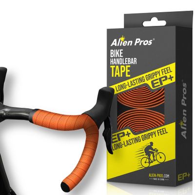 ALIEN PROS Bike Handlebar Tape Orange New Model EP+ (Set of 2) - Wrap Your Bike for an Awesome Comfortable Ride - Enhance Your Bike Grip with These EVA PU Plus Bicycle Handle bar Tape, Orange