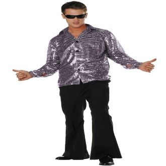 212 Main Plus Size Disco Inferno 70s Sequin Costume - Silver