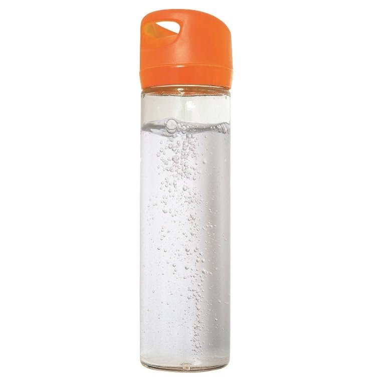 212 Main 500 ml 17 oz Single Wall Glass Wide Mouth Water Bottle - Clear Glass Bottle/Orange Lid