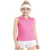 Auranso Girls Sleeveless Polo Shirts V-Neck Golf Tennis T-Shirts with Collared Quick Dry Tank Tops Rose Red 13-14 Years view 1