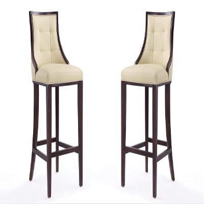 Fifth Avenue Cream & Walnut Beech Wood Bar Stool 45 x 19 x 22.5 in. - Set of 2