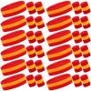Eurzom 36 Pcs Sweatband Set - 12 Sweat-Absorbing Headbands and 24 Cotton Wristbands for Men, Women, Gym, Sports (Red, Yellow) view 1