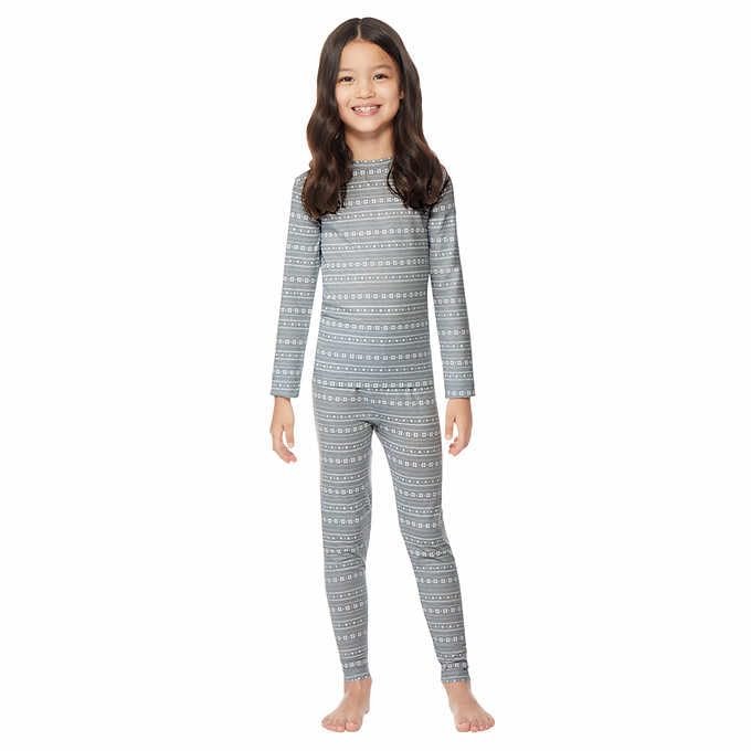 32 DEGREES 32 Kids' Heat Long Sleeve Crew Neck + Legging Set (M-8/10, Grey Snow Flake)