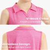 Auranso Girls Sleeveless Polo Shirts V-Neck Golf Tennis T-Shirts with Collared Quick Dry Tank Tops Rose Red 9-10Years view 4