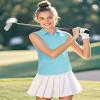 Auranso Girls Sleeveless Polo Shirts V-Neck Golf Tennis T-Shirts with Collared Quick Dry Tank Tops Blue 7-8 Years view 3