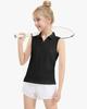 Auranso Girls Sleeveless Polo Shirts V-Neck Golf Tennis T-Shirts with Collared Quick Dry Tank Tops Black 5-6 Years view 3