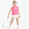 Auranso Girls Sleeveless Polo Shirts V-Neck Golf Tennis T-Shirts with Collared Quick Dry Tank Tops Pink 5-6 Years view 2