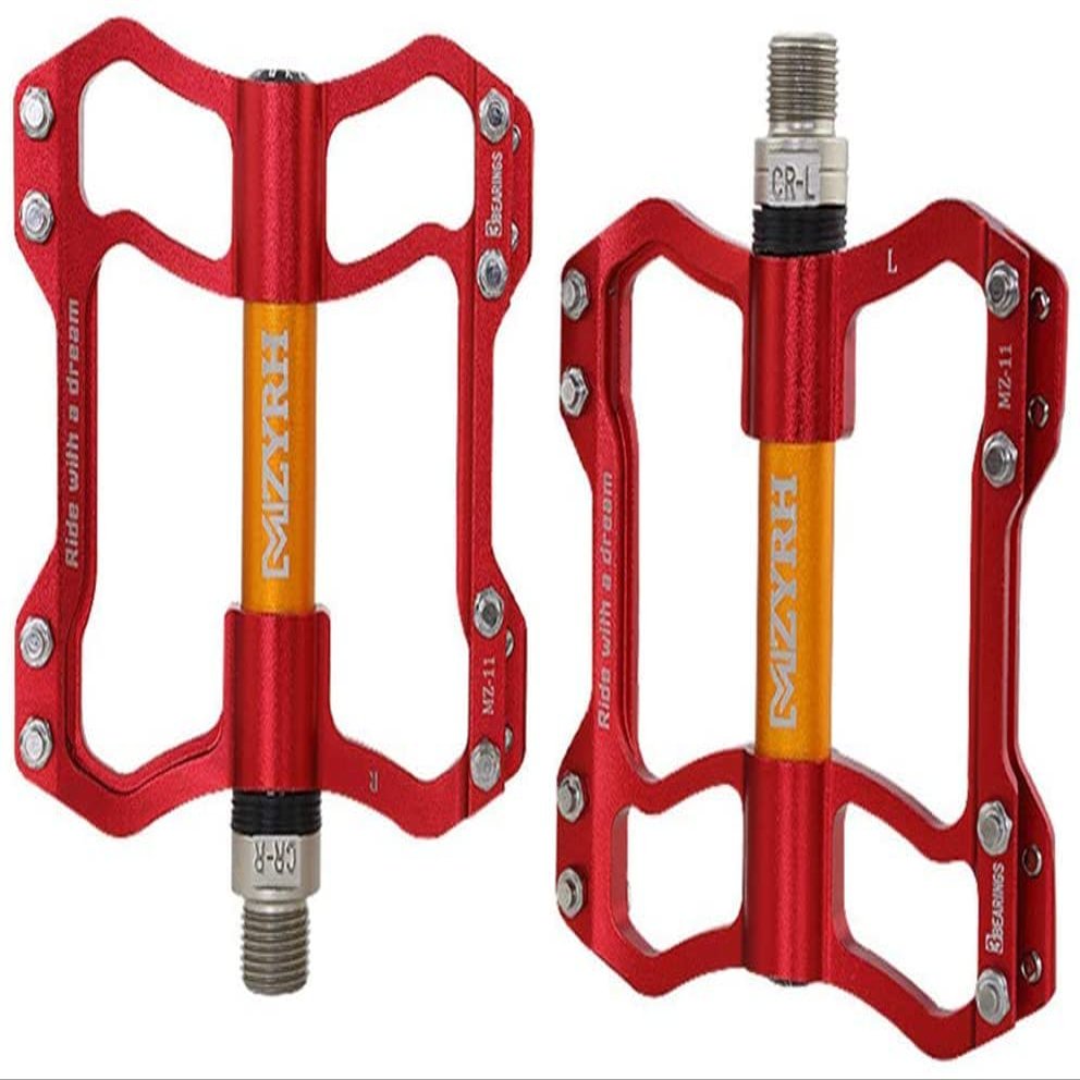 Bicycle Pedals Universal Cycling Footpegs Pair of Aluminum Non-Slip Mountain Bike Pedals Accessories (Color : Red, Size : Free Size)