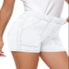HVEPUO Womens Summer Pull On Elastic Waist Cotton Jean Shorts Casual Cute Girls High Waisted Beach Vacation White Shorts for Women White L view 2