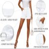 HVEPUO Womens Summer Pull On Elastic Waist Cotton Jean Shorts Casual Cute Girls High Waisted Beach Vacation White Shorts for Women White L view 3
