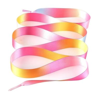 1Pair 2CM Width Flat Ribbon Shoe Laces Rubber Sneakers Silk Satin Shoelace Boot Shoelaces (Color : 23 Rainbow1, Size : 150cm)