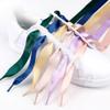 1Pair 2CM Width Flat Ribbon Shoe Laces Rubber Sneakers Silk Satin Shoelace Boot Shoelaces (Color : 23 Rainbow1, Size : 150cm) view 4