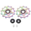 2pcs 11t Rear Derailleur, Pulley Wheel Aluminium Alloy Wheel Derailleur for Rear Derailleur Oil Slick Color Pattern Parts view 1