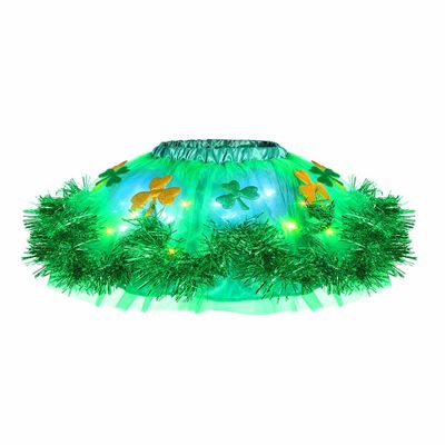 TWINKLEDE Light Up St Patrick's Day Tutu Skirt Sparkly Shamrock Tulle Tutus Irish Festival Costume Skirt (Green)
