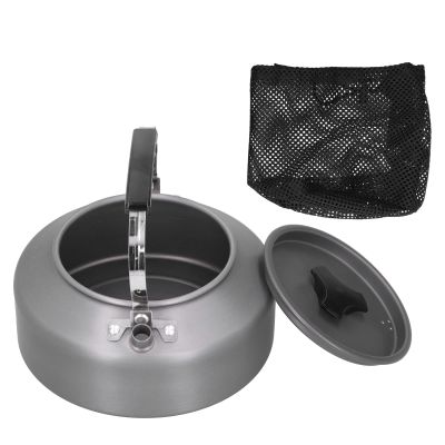 1.6L Outdoor Camping Kettle, Portable Camping Coffee Tea Pot, Lightweight Outdoor Fishing Hiking Travel Barbecue Kettle Pot (Black Handle)