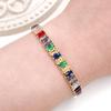 Uloveido Gold Plated Rectangular Tennis Bracelet Multicolor Cubic Zirconia Bolo Summer Bracelet for Women Female Friend her YA4537 (Gold-Multi-6.5 inch) view 2