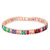 Uloveido Rose Gold Plated 2.5 * 6mm AAA+ Rectangular Cut Multicolor Cubic Zirconia Tennis Bracelet for Women YA4537 (Rose Gold-Multi-6.5 inch) view 1