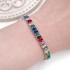 Uloveido White Gold Plated Rectangular Tennis Bracelet Multicolor Cubic Zirconia Bolo Bracelet for Women YA4537 (Silver Color-Multi-7.5 inch) view 2
