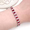 Uloveido Silver Color Rectangular Tennis Bracelet, Red and White Cubic Zirconia Crystal Bracelet for Women YA4537 (Silver Color-Red-7.5 inch) view 2