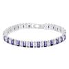 Uloveido Platinum Plated Rectangular Tennis Bracelet Purple and White Cubic Zirconia Bolo Bracelet for Women YA4537 (Silver Color-Purple-6.5 inch) view 1